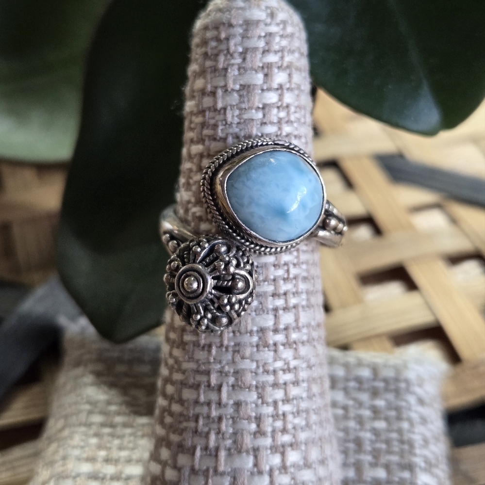 Sterling Silver Larimar Bypass ring